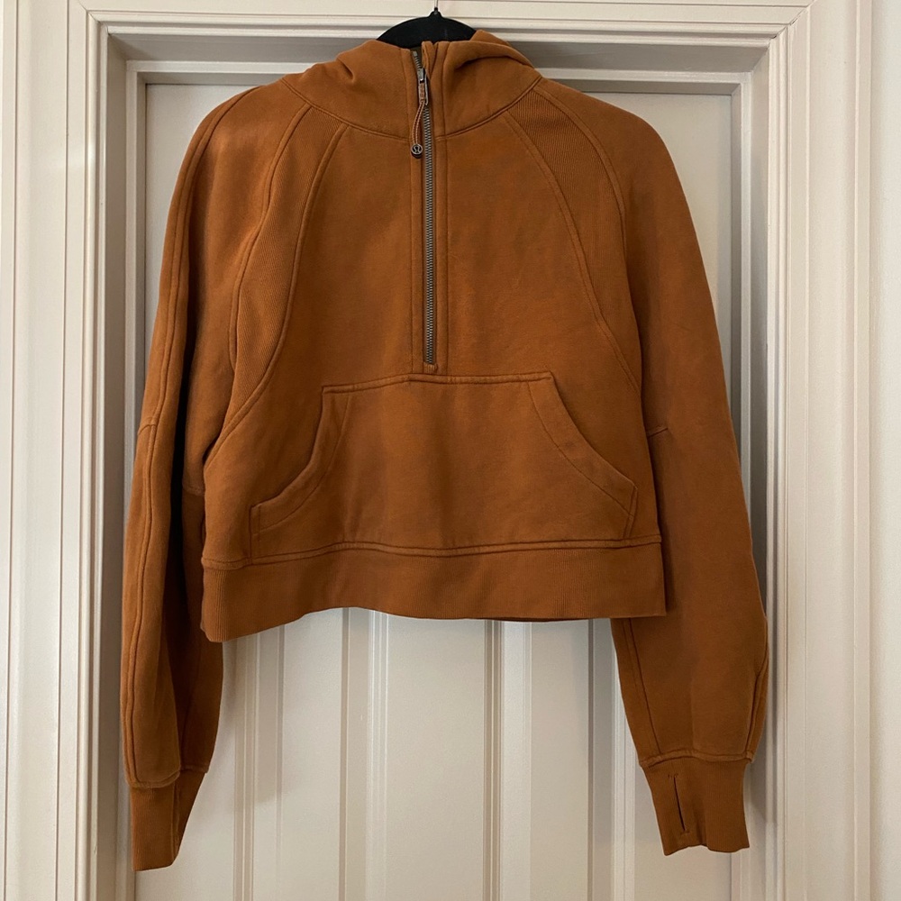 Rare Lululemon Copper Brown Cropped Scuba Oversized 1/2 Zip  XS/S